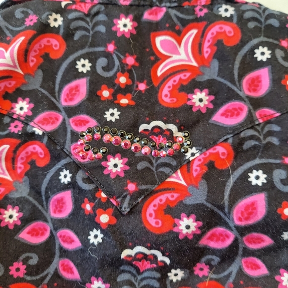 Cowgirl Hardware Long Sleeve Western Shirt 6 Months Pink Black rhinestone Cotton - Picture 9 of 9